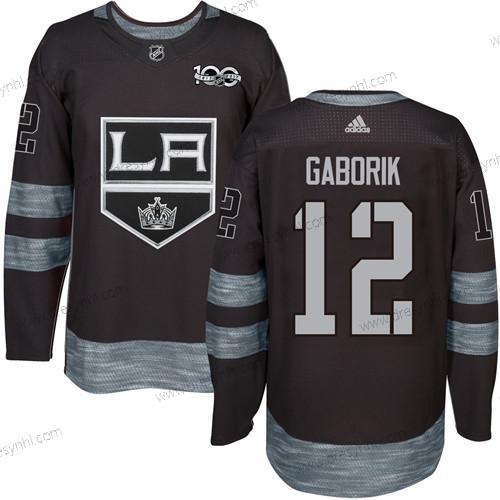 Adidas Los Angeles Kings #12 Marian Gaborik Černá 1917-2017 100th Výročí Sešitý NHL dres – Pánské