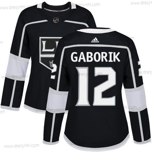 Adidas Los Angeles Kings #12 Marian Gaborik Černá Domácí dres Autentické Sešitý NHL dres – Dámské