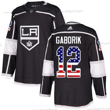 Adidas Los Angeles Kings #12 Marian Gaborik Černá Domácí dres Autentické USA Flag Sešitý NHL dres – Pánské