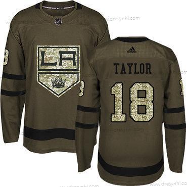 Adidas Los Angeles Kings #18 Dave Taylor Zelená Salute to Service Sešitý NHL dres – Pánské