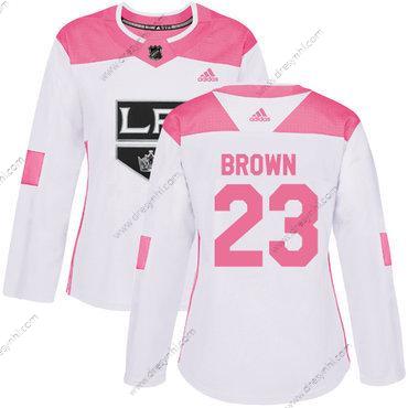 Adidas Los Angeles Kings #23 Dustin Brown Bílý Růžový Autentické Sešitý NHL dres – Dámské