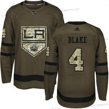 Adidas Los Angeles Kings #4 Rob Blake Zelená Salute to Service Sešitý NHL dres – Pánské