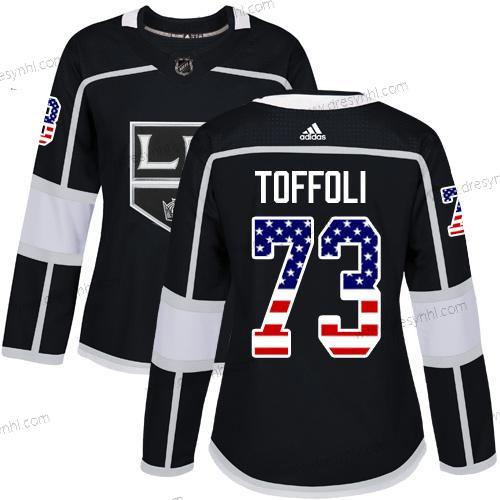 Adidas Los Angeles Kings #73 Tyler Toffoli Černá Domácí dres Autentické USA Flag Sešitý NHL dres – Dámské