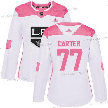 Adidas Los Angeles Kings #77 Jeff Carter Bílý Růžový Autentické Sešitý NHL dres – Dámské