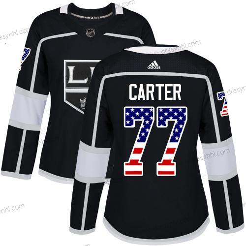 Adidas Los Angeles Kings #77 Jeff Carter Černá Domácí dres Autentické USA Flag Sešitý NHL dres – Dámské