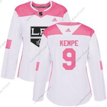 Adidas Los Angeles Kings #9 Adrian Kempe Bílý Růžový Autentické Sešitý NHL dres – Dámské