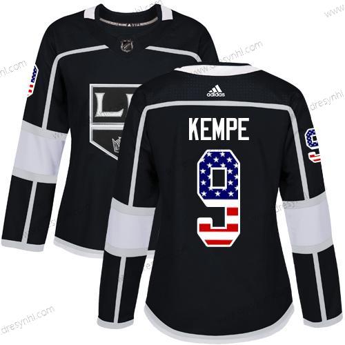 Adidas Los Angeles Kings #9 Adrian Kempe Černá Domácí dres Autentické USA Flag Sešitý NHL dres – Dámské