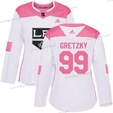 Adidas Los Angeles Kings #99 Wayne Gretzky Bílý Růžový Autentické Sešitý NHL dres – Dámské