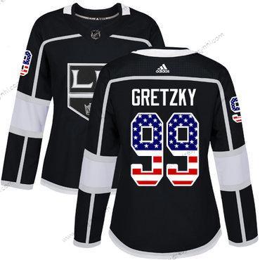 Adidas Los Angeles Kings #99 Wayne Gretzky Černá Domácí dres Autentické USA Flag Sešitý NHL dres – Dámské