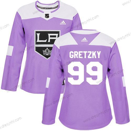 Adidas Los Angeles Kings #99 Wayne Gretzky Nachový Autentické Bojuje proti rakovině Sešitý NHL dres – Dámské