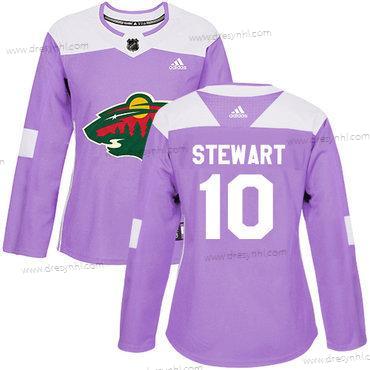 Adidas Minnesota Wild #10 Chris Stewart Nachový Autentické Bojuje proti rakovině Sešitý NHL dres – Dámské