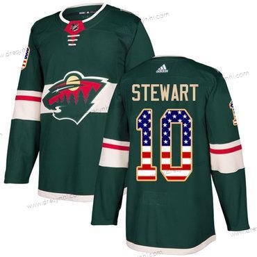 Adidas Minnesota Wild #10 Chris Stewart Zelená Domácí dres Autentické USA Flag Sešitý NHL dres – Pánské