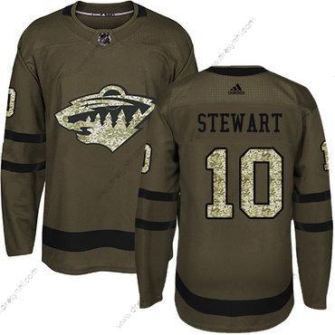 Adidas Minnesota Wild #10 Chris Stewart Zelená Salute to Service Sešitý NHL dres – Pánské