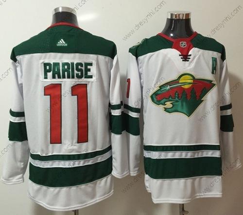 Adidas Minnesota Wild #11 Zach Parise Bílý Road Autentické Sešitý NHL dres – Pánské