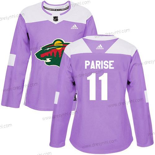 Adidas Minnesota Wild #11 Zach Parise Nachový Autentické Bojuje proti rakovině Sešitý NHL dres – Dámské