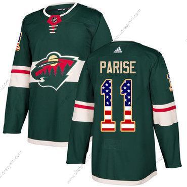 Adidas Minnesota Wild #11 Zach Parise Zelená Domácí dres Autentické USA Flag Sešitý NHL dres – Pánské