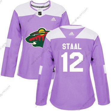 Adidas Minnesota Wild #12 Eric Staal Nachový Autentické Bojuje proti rakovině Sešitý NHL dres – Dámské