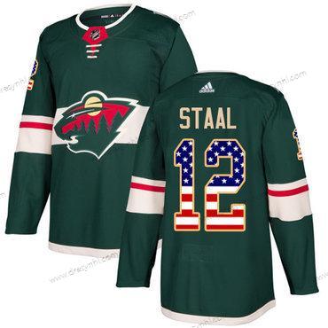 Adidas Minnesota Wild #12 Eric Staal Zelená Domácí dres Autentické USA Flag Sešitý NHL dres – Pánské