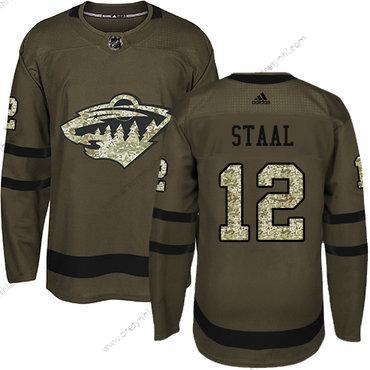 Adidas Minnesota Wild #12 Eric Staal Zelená Salute to Service Sešitý NHL dres – Pánské