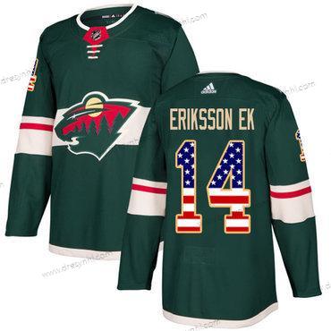 Adidas Minnesota Wild #14 Joel Eriksson Ek Zelená Domácí dres Autentické USA Flag Sešitý NHL dres – Pánské