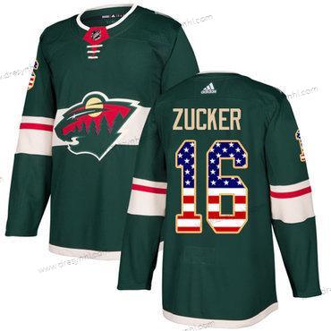 Adidas Minnesota Wild #16 Jason Zucker Zelená Domácí dres Autentické USA Flag Sešitý NHL dres – Pánské