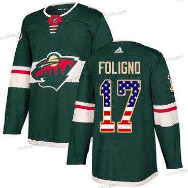 Adidas Minnesota Wild #17 Marcus Foligno Zelená Domácí dres Autentické USA Flag Sešitý NHL dres – Pánské