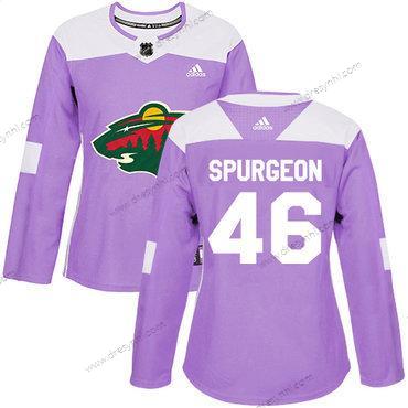 Adidas Minnesota Wild #46 Jared Spurgeon Nachový Autentické Bojuje proti rakovině Sešitý NHL dres – Dámské