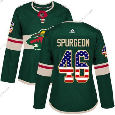 Adidas Minnesota Wild #46 Jared Spurgeon Zelená Domácí dres Autentické USA Flag Sešitý NHL dres – Dámské