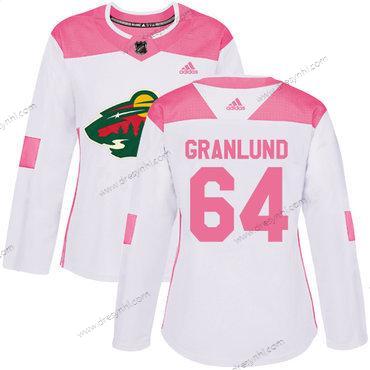 Adidas Minnesota Wild #64 Mikael Granlund Bílý Růžový Autentické Sešitý NHL dres – Dámské