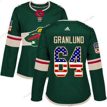 Adidas Minnesota Wild #64 Mikael Granlund Zelená Domácí dres Autentické USA Flag Sešitý NHL dres – Dámské