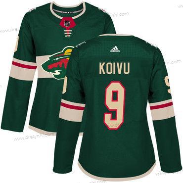 Adidas Minnesota Wild #9 Mikko Koivu Zelená Domácí dres Autentické Sešitý NHL dres – Dámské