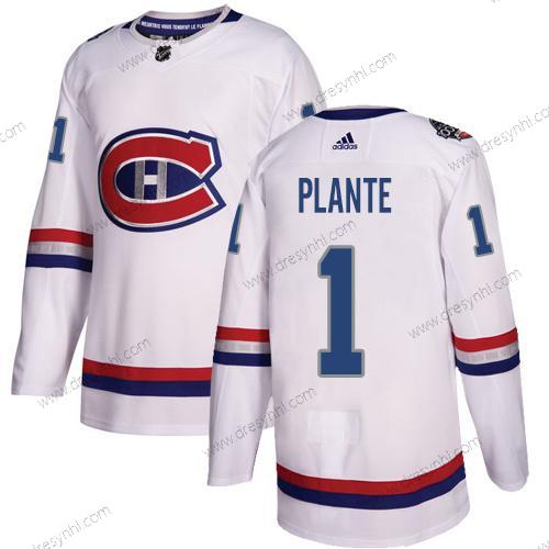 Adidas Montreal Canadiens #1 Jacques Plante Bílý Autentické 1917-2017 100th Klasický Sešitý NHL dres – Pánské