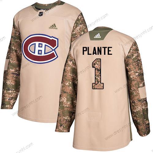 Adidas Montreal Canadiens #1 Jacques Plante Camo Autentické 2017 Veterans Day Sešitý NHL dres – Pánské