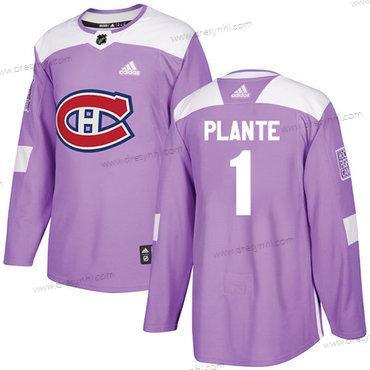 Adidas Montreal Canadiens #1 Jacques Plante Nachový Autentické Bojuje proti rakovině Sešitý NHL dres – Pánské