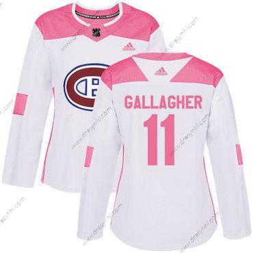 Adidas Montreal Canadiens #11 Brendan Gallagher Bílý Růžový Autentické Sešitý NHL dres – Dámské