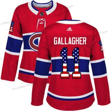 Adidas Montreal Canadiens #11 Brendan Gallagher Červené Domácí dres Autentické USA Flag Sešitý NHL dres – Dámské