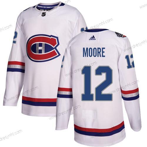 Adidas Montreal Canadiens #12 Dickie Moore Bílý Autentické 1917-2017 100th Klasický Sešitý NHL dres – Pánské