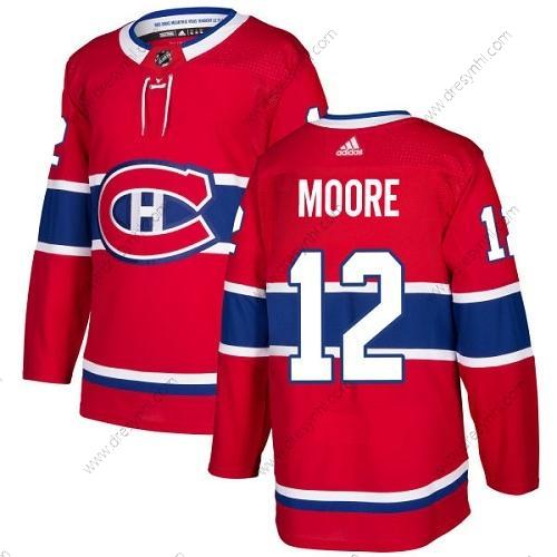 Adidas Montreal Canadiens #12 Dickie Moore Červené Domácí dres Autentické Sešitý NHL dres – Pánské