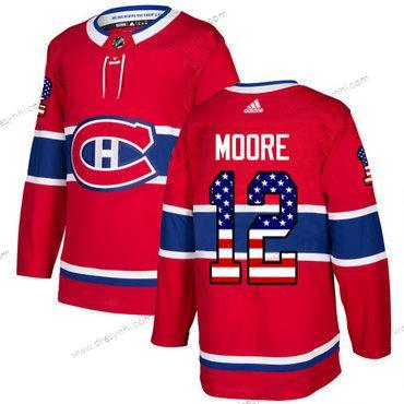 Adidas Montreal Canadiens #12 Dickie Moore Červené Domácí dres Autentické USA Flag Sešitý NHL dres – Pánské