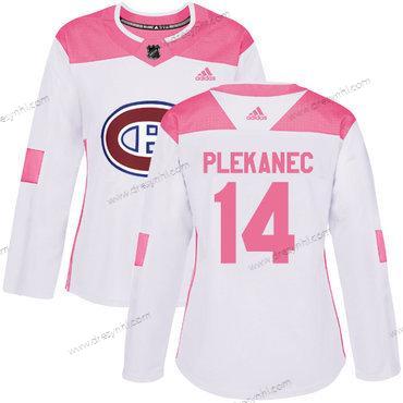 Adidas Montreal Canadiens #14 Tomas Plekanec Bílý Růžový Autentické Sešitý NHL dres – Dámské