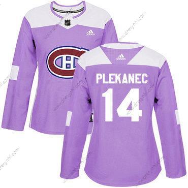 Adidas Montreal Canadiens #14 Tomas Plekanec Nachový Autentické Bojuje proti rakovině Sešitý NHL dres – Dámské