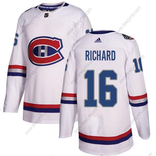 Adidas Montreal Canadiens #16 Henri Richard Bílý Autentické 1917-2017 100th Klasický Sešitý NHL dres – Pánské