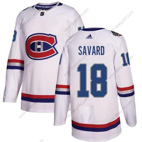 Adidas Montreal Canadiens #18 Serge Savard Bílý Autentické 1917-2017 100th Klasický Sešitý NHL dres – Pánské