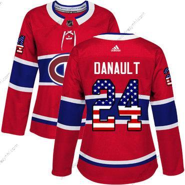 Adidas Montreal Canadiens #24 Phillip Danault Červené Domácí dres Autentické USA Flag Sešitý NHL dres – Dámské