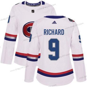 Adidas Montreal Canadiens #9 Maurice Richard Bílý Autentické 1917-2017 100th Klasický Sešitý NHL dres – Dámské