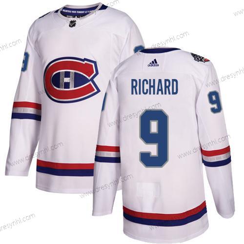 Adidas Montreal Canadiens #9 Maurice Richard Bílý Autentické 1917-2017 100th Klasický Sešitý NHL dres – Pánské