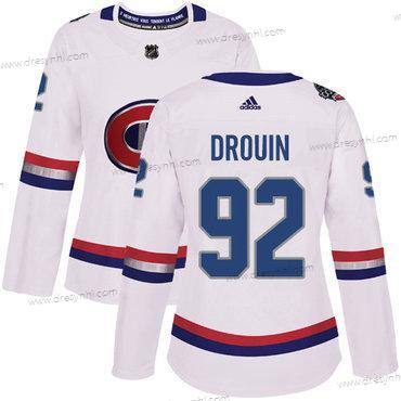 Adidas Montreal Canadiens #92 Jonathan Drouin Bílý Autentické 1917-2017 100th Klasický Sešitý NHL dres – Dámské