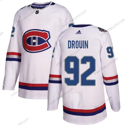 Adidas Montreal Canadiens #92 Jonathan Drouin Bílý Autentické 1917-2017 100th Klasický Sešitý NHL dres – Pánské