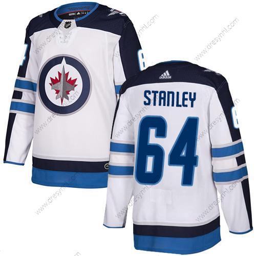 Adidas NHL Winnipeg Jets #64 Logan Stanley Hostující dres Bílý Autentické dres – Pánské