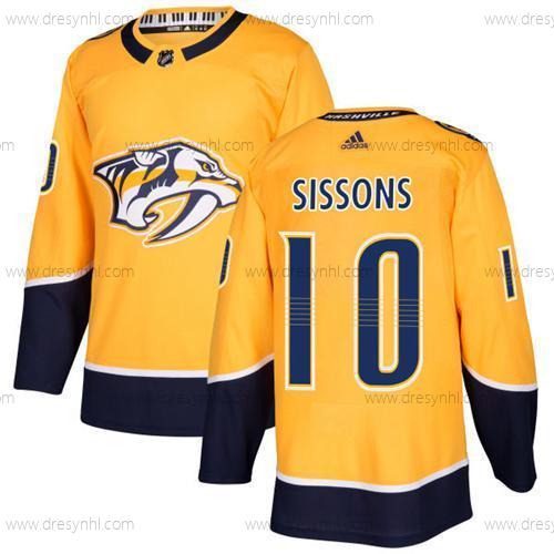 Adidas Nashville Predators #10 Colton Sissons Žlutá Domácí dres Autentické Sešitý NHL dres – Pánské